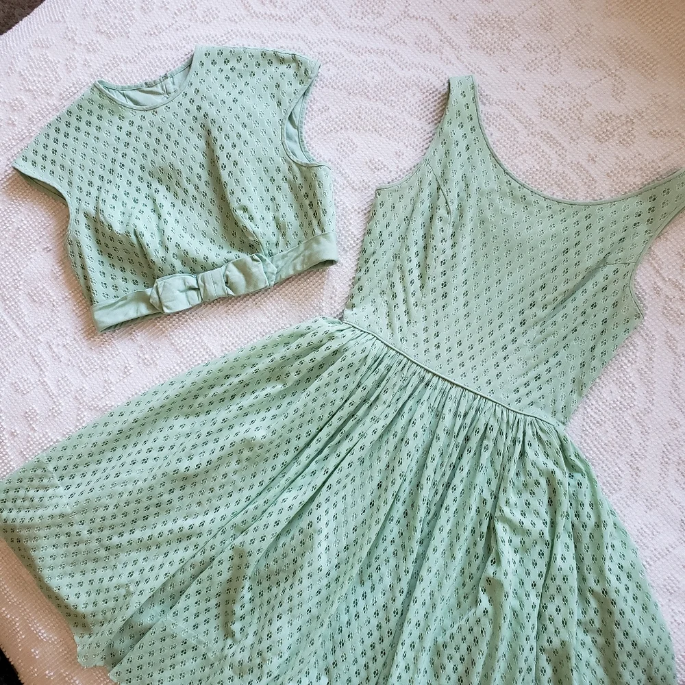 1950s Vintage Dress Jacket Set KerryBrooke by JC Penney's  Atomic Mint - Picture 11 of 15